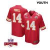 cornell powell 14 kansas city chiefs super bowl lviii champions 4 stars patch game youth jersey red