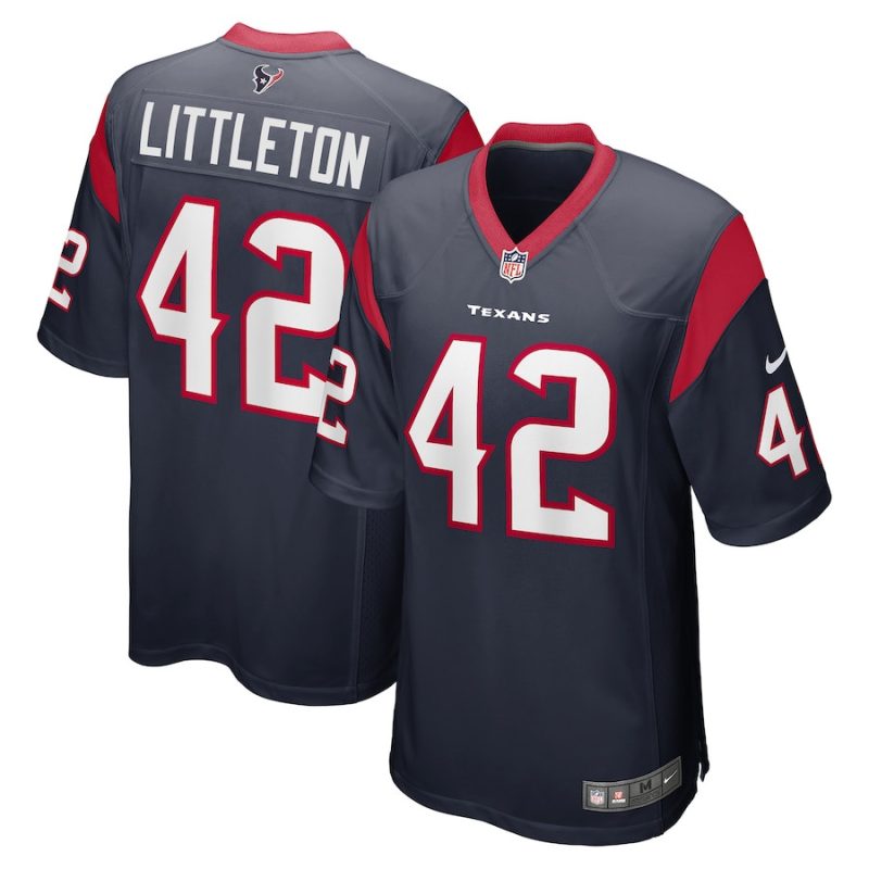 cory littleton 42 houston texans mens game jersey navy