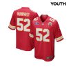 creed humphrey 52 kansas city chiefs super bowl lviii patch game youth jersey red