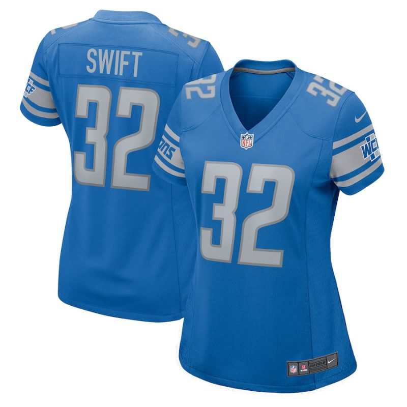 dandre swift 32 detroit lions women team game jersey blue