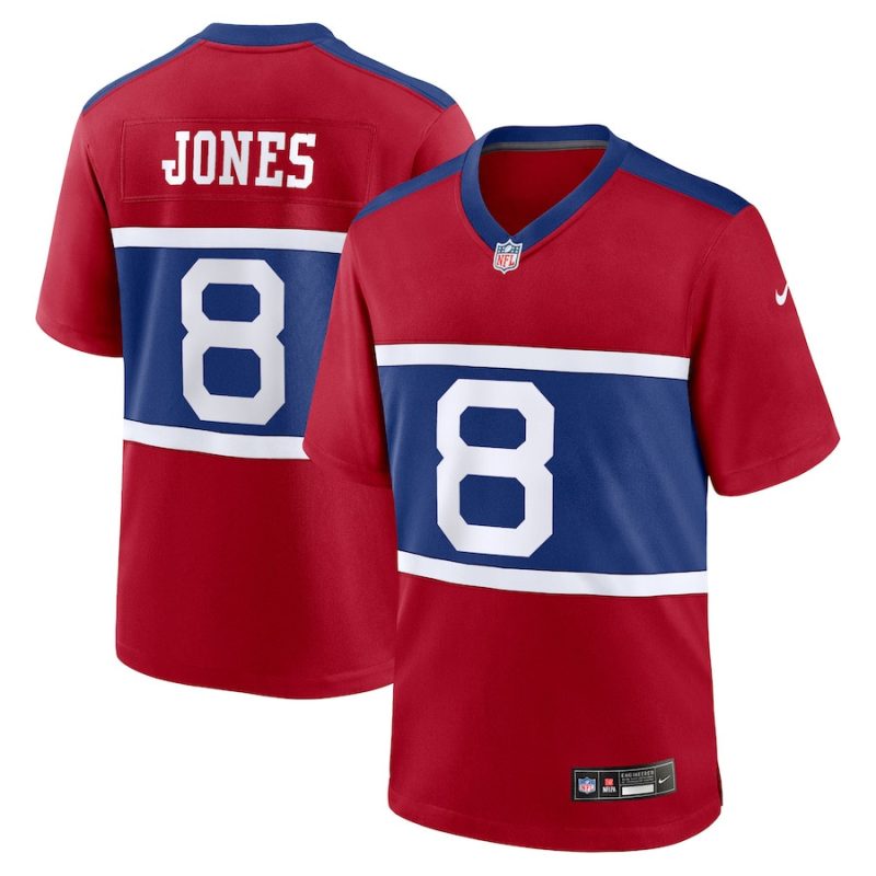 daniel jones 8 new york giants alternate game men jersey century red