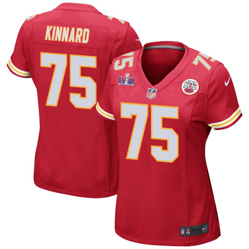 darian kinnard 75 kansas city chiefs super bowl lviii patch game women jersey red