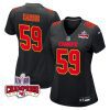 darius harris 59 kansas city chiefs super bowl lviii champions 4 stars patch fashion game women jersey carbon black