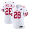 darrell luter jr 28 san francisco 49ers super bowl lviii patch game men jersey white