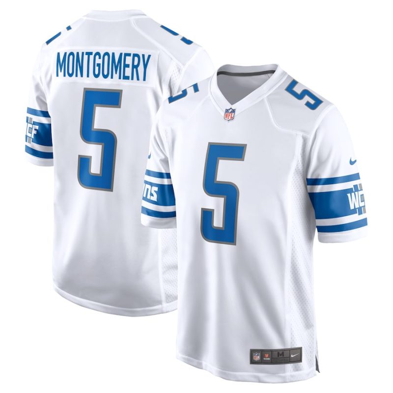 david montgomery 5 detroit lions mens game jersey white