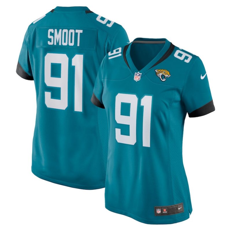 dawuane smoot 91 jacksonville jaguars womens game jersey teal