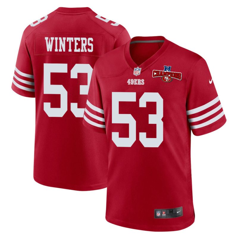 dee winters 53 san francisco 49ers nfc champions patch game men jersey scarlet