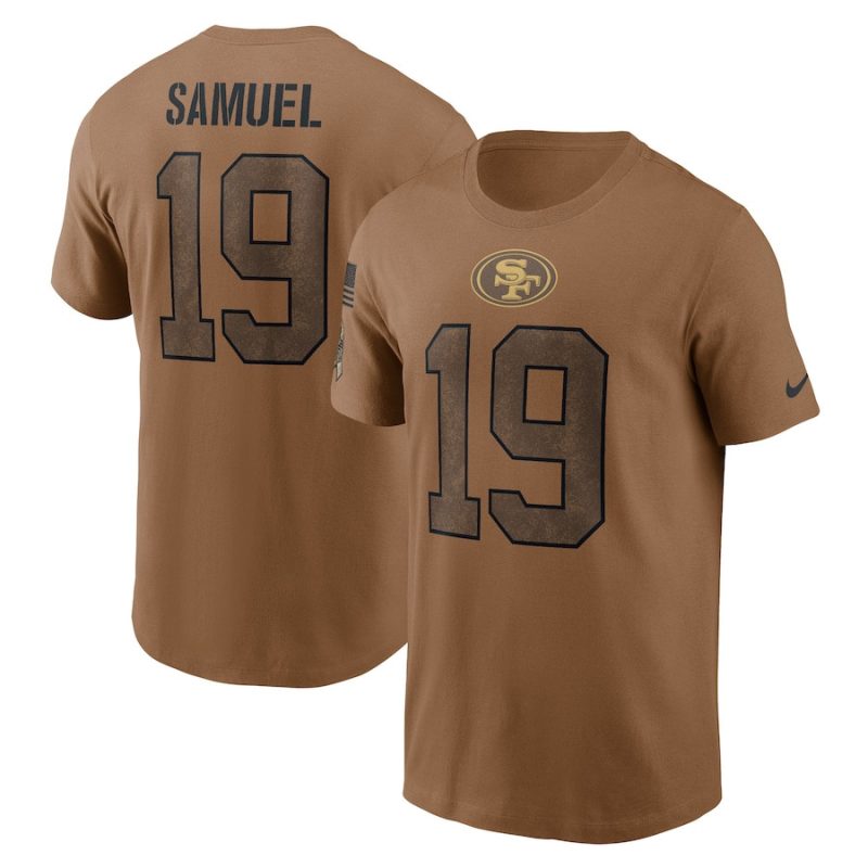 deebo samuel 19 san francisco 49ers 2023 salute to service men t shirt brown