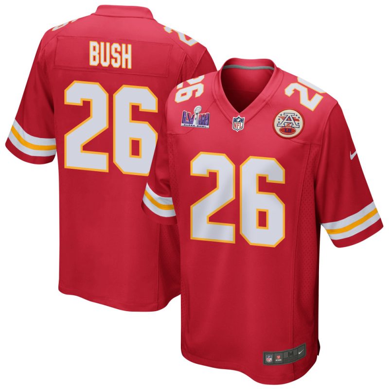 deon bush 26 kansas city chiefs super bowl lviii patch game men jersey red