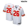 deon bush 26 kansas city chiefs super bowl lviii patch game youth jersey white