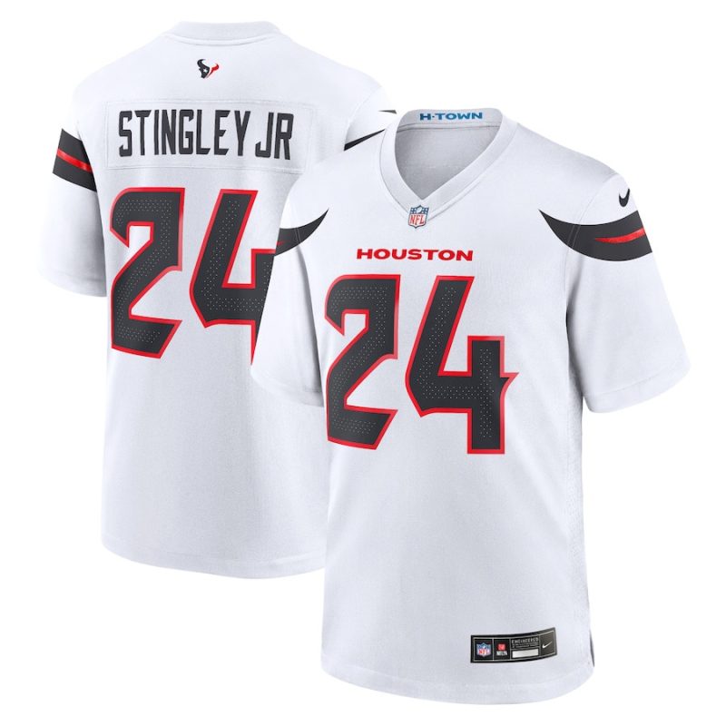 derek stingley jr 24 houston texans game jersey men white