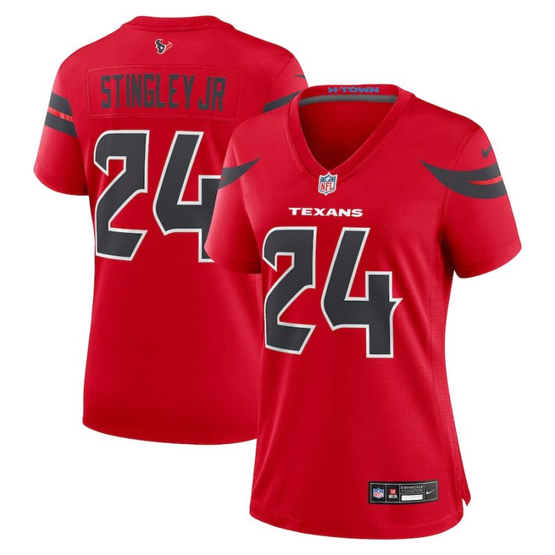 derek stingley jr 24 houston texans women alternate game jersey red