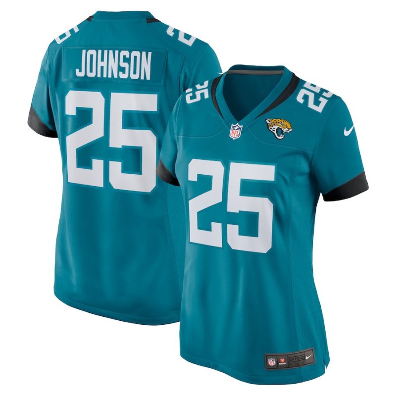 dernest johnson 25 jacksonville jaguars women team game jersey teal