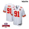 derrick nnadi 91 kansas city chiefs super bowl lviii champions 4 stars patch game youth jersey white