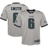 devonta smith 6 philadelphia eagles youth inverted game jersey silver