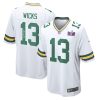 dontayvion wicks 13 signed green bay packers super bowl lviii game men jersey white