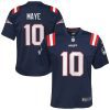 drake maye 10 new england patriots 2024 nfl draft first round pick player game youth jersey navy