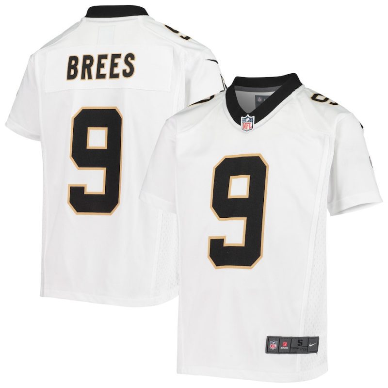 drew brees 9 new orleans saints youth game jersey white