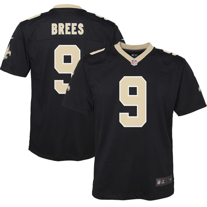 drew brees 9 new orleans saints youth team color game jersey black