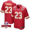 drue tranquill 23 kansas city chiefs super bowl lviii champions 4 stars patch game men jersey red