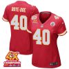 ekow boye doe 40 kansas city chiefs super bowl lviii champions 4x game women jersey red