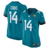 elijah cooks 14 jacksonville jaguars women team game jersey teal