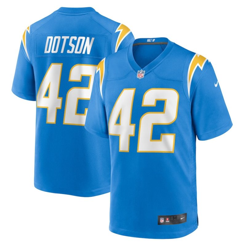 elijah dotson 42 los angeles chargers men game jersey powder blue