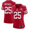 elijah mitchell 25 san francisco 49ers super bowl lviii patch game women jersey scarlet