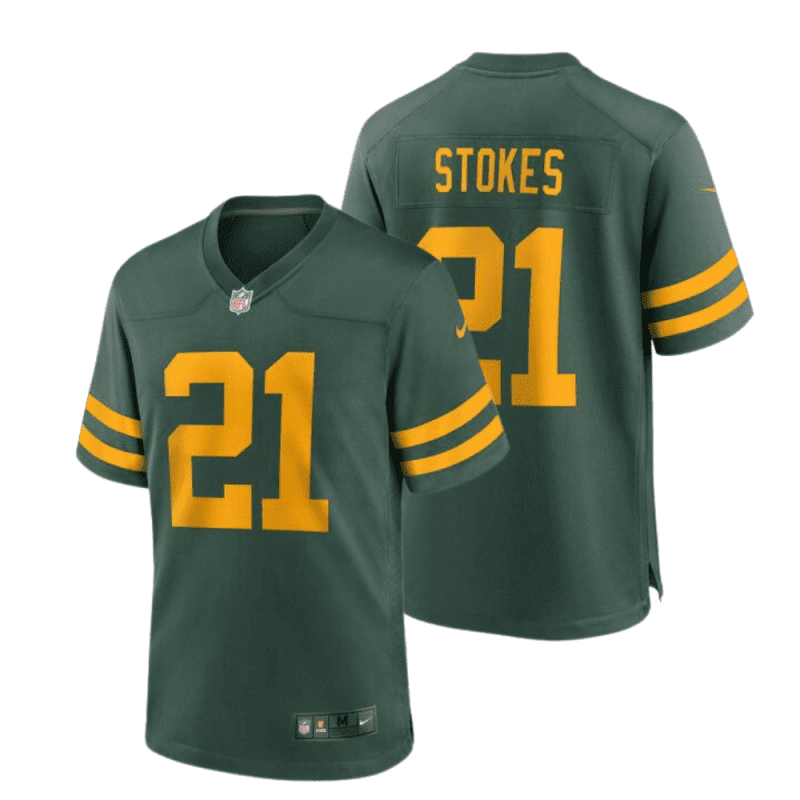 eric stokes 21 green bay packers 50s classic men game jersey green gold