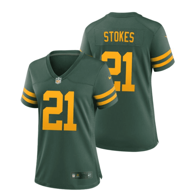 eric stokes 21 green bay packers 50s classic women game jersey green gold