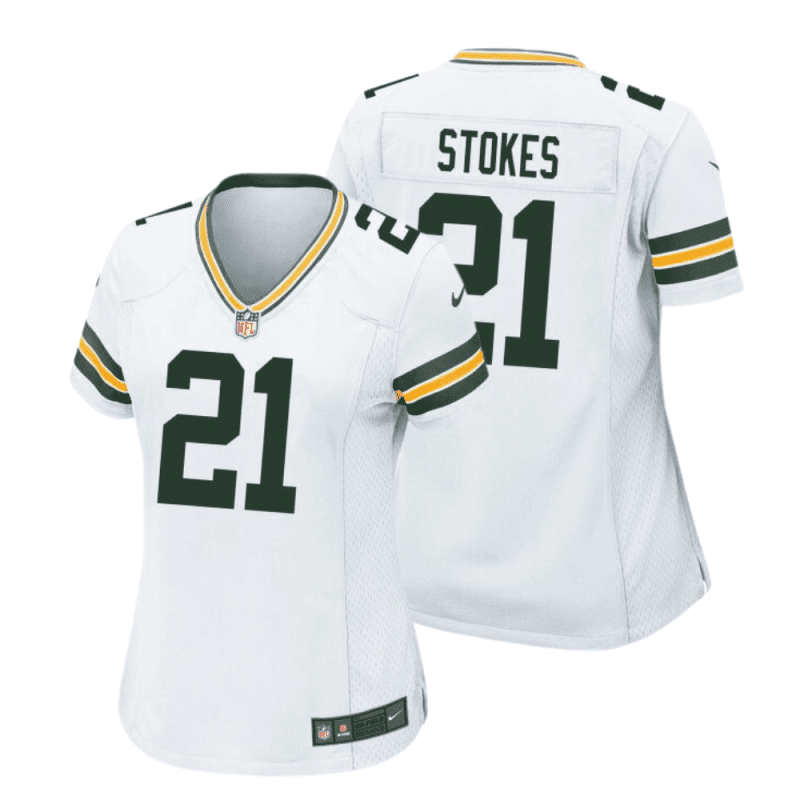 eric stokes 21 green bay packers women away game jersey white