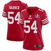 fred warner 54 san francisco 49ers super bowl lviii patch game women jersey scarlet