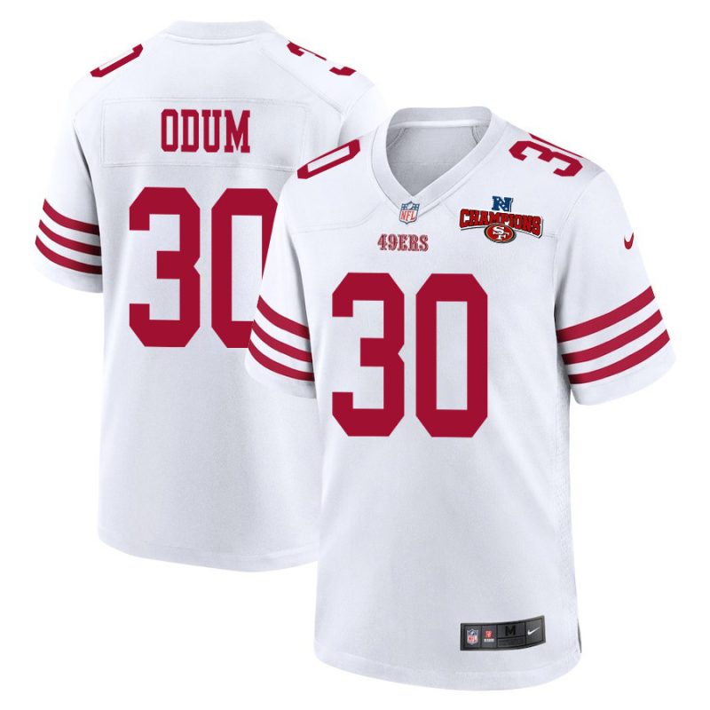 george odum 30 san francisco 49ers nfc champions patch game men jersey white