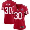 george odum 30 san francisco 49ers super bowl lviii patch game women jersey scarlet