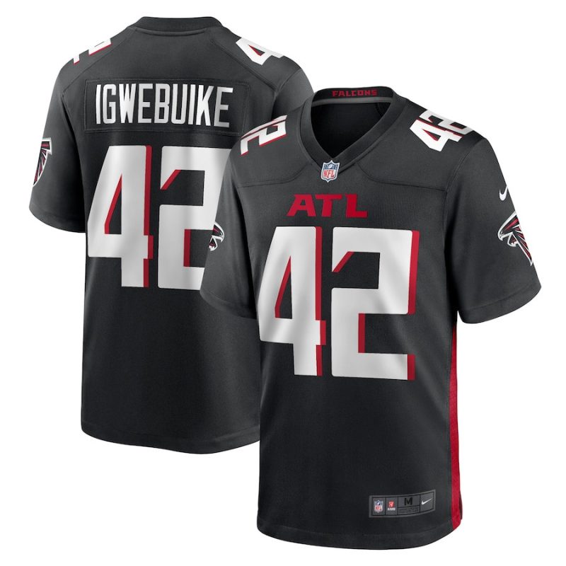 godwin igwebuike 42 atlanta falcons men game jersey black