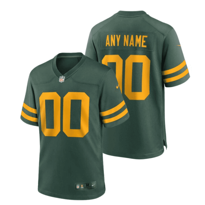 green bay packers 50s classic custom youth game jersey green gold