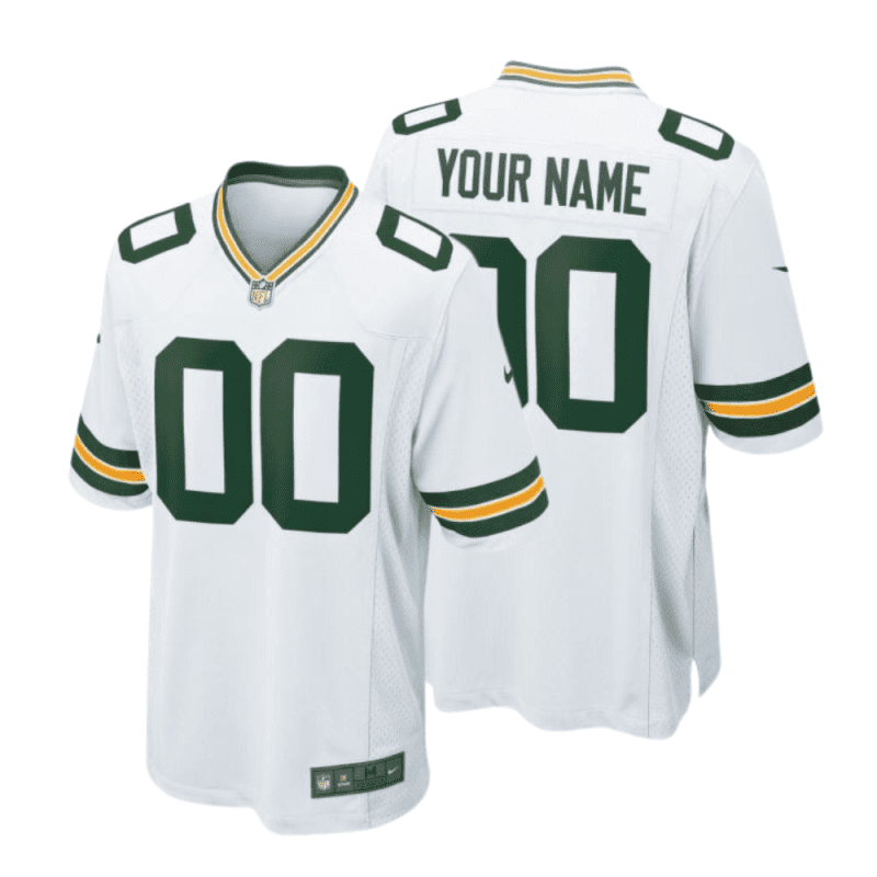 green bay packers custom away men game jersey white