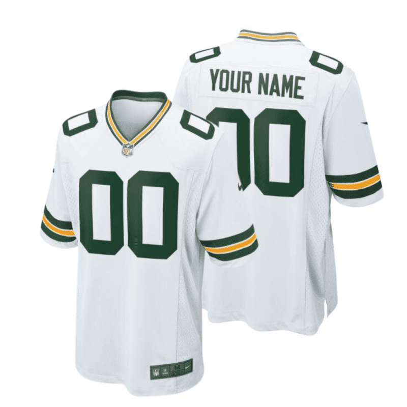 green bay packers custom youth away game jersey white