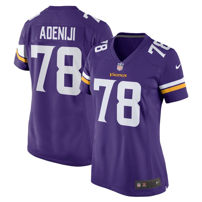 hakeem adeniji 78 minnesota vikings women team game jersey purple