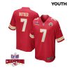 harrison butker 7 kansas city chiefs super bowl lviii champions 4 stars patch game youth jersey red