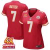 harrison butker 7 kansas city chiefs super bowl lviii champions 4x game women jersey red