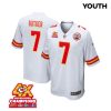 harrison butker 7 kansas city chiefs super bowl lviii champions 4x game youth jersey white