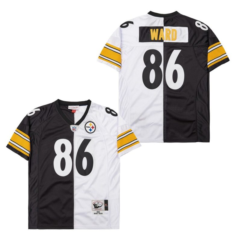 hines ward 86 pittsburgh steelers two toned retro throwback men jersey black white