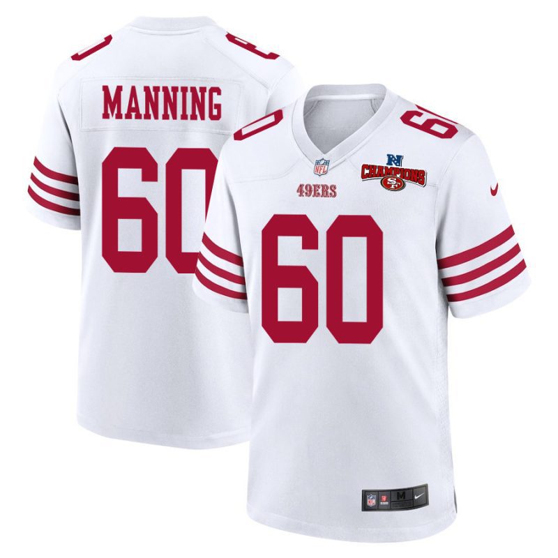 ilm manning 60 san francisco 49ers nfc champions patch game men jersey white