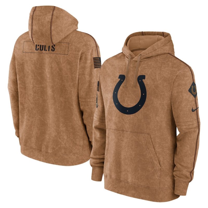 indianapolis colts 2023 salute to service club pullover men hoodie brown