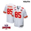 izaiah gathings 85 kansas city chiefs super bowl lviii champions 4 stars patch game youth jersey white