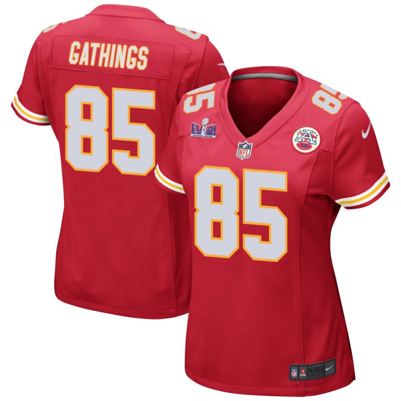 izaiah gathings 85 kansas city chiefs super bowl lviii patch game women jersey red