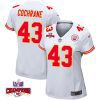 jack cochrane 43 kansas city chiefs super bowl lviii champions 4 stars patch game women jersey white