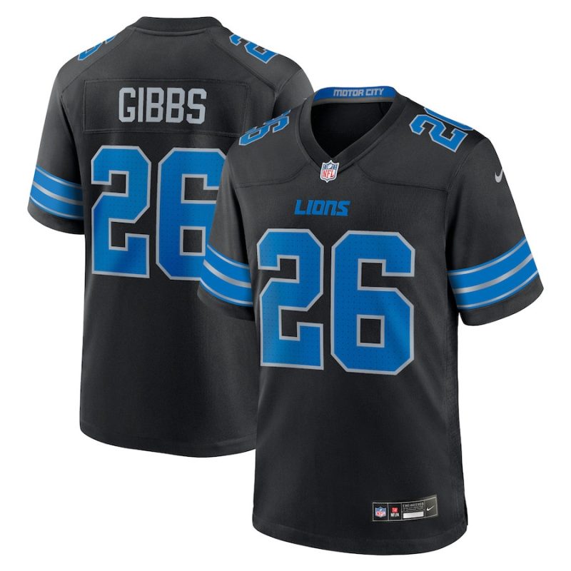 jahmyr gibbs 26 detroit lions 2nd alternate game jersey men black