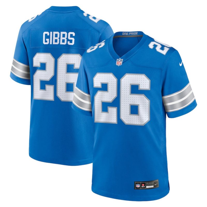 jahmyr gibbs 26 detroit lions game jersey men blue